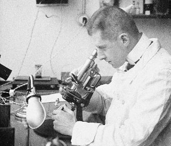 Gottfried Benn im Labor, Brüssel, 1916 / ©Bild: DLA Marbach