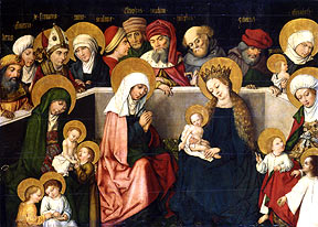 Heilige Sippe, Tafelbild aus dem Hausbuchmeisterkreis, um 1480, Germanisches Nationalmuseum, Nürnberg